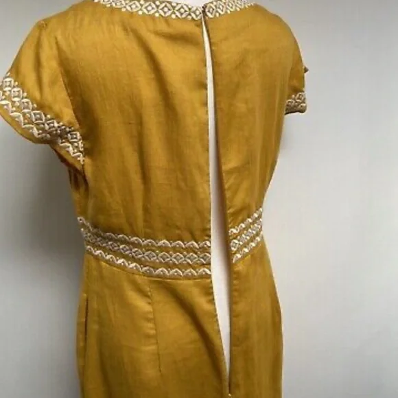 Boden - Laura Linen Embroidered Dress Sz 6L - Picture 4 of 13